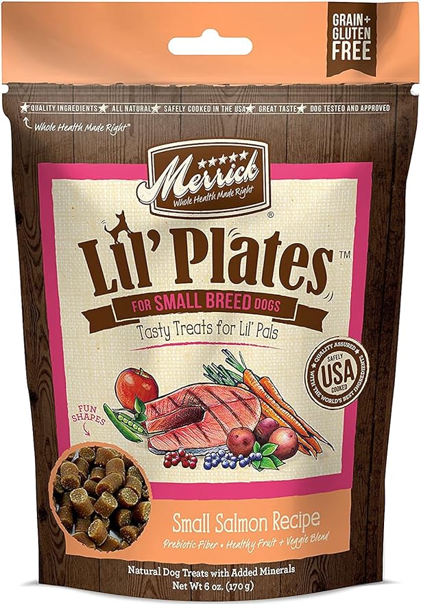 (4 Pack) Merrick Lil Plates Small Breed Natural Grain Free Dog Treats, 5 oz Pouch - Salom, Beef, Turducken, Chicken and 10ct Pet Wipes