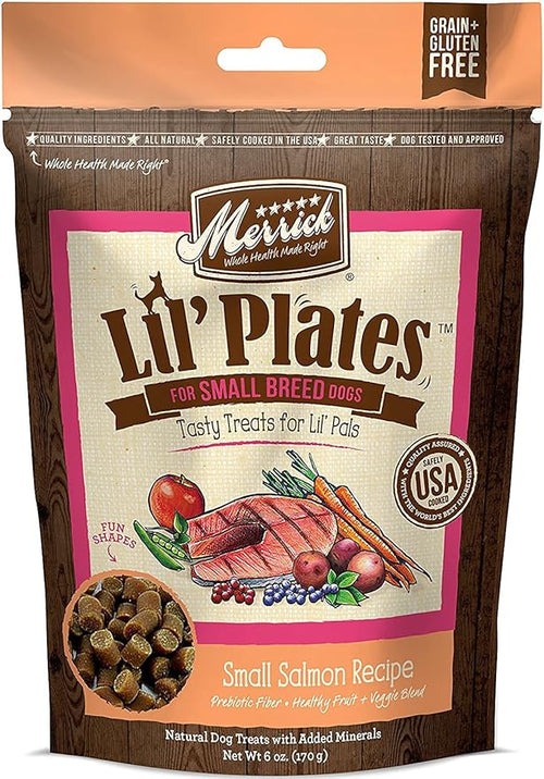 (4 Pack) Merrick Lil Plates Small Breed Natural Grain Free Dog Treats, 5 oz Pouch - Salom, Beef, Turducken, Chicken and 10ct Pet Wipes