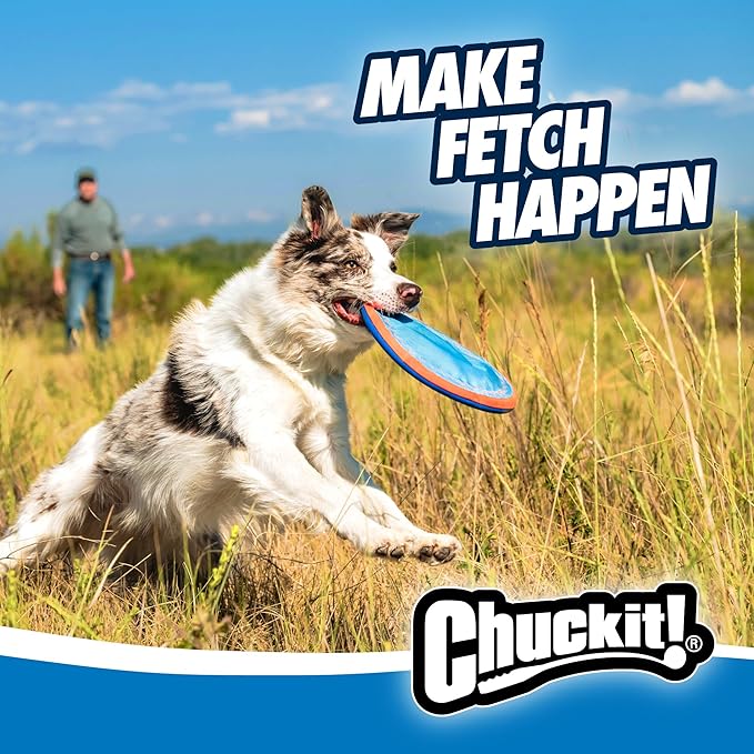 Chuckit! Paraflight Flying Disc Dog Toy - Water Floating Flyer - Durable Nylon Construction with Soft Rubber Edges - for Medium and Large Dogs - Size Large - 9.75" L x 9.75" W -,1 Count (Pack of 4)