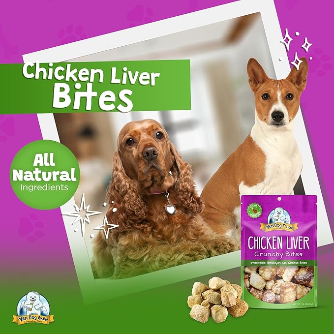 Yeti Chicken Liver Crunchy Bites Yak Cheese Dog Treats, 4 Oz