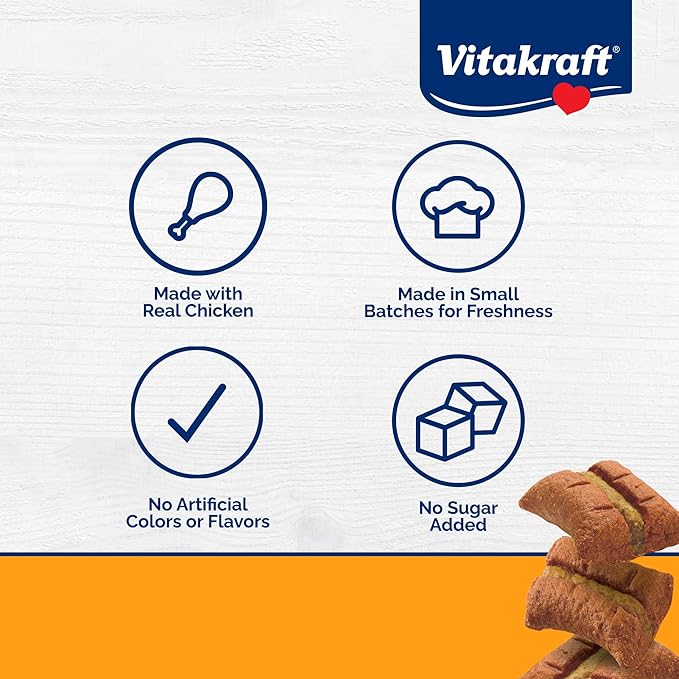 Vitakraft Meaty Morsels Mini Dog Treats – Over 70% Real Meat - Chicken & Sweet Potatoes – Extra-Soft, for All Dog Sizes & Ages – Training – Tender Treats – Resealable 1.69 oz Bag