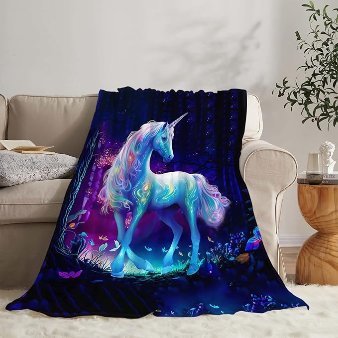 Unicorn Blanket Unicorn Throw Blanket Gifts for Girls Women Kids Adults Super Soft Cozy Plush Fluffy Fuzzy Fleece Blanket Home Decor 60''X80''