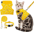 BINGPET Cat Harness with Leash and Collar for Walking - Escape Proof with 59 Inches Leash - Adjustable Soft Vest Harnesses for Medium Large Cats Bee