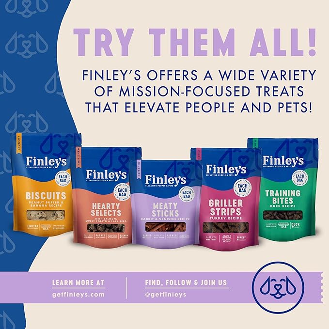 Finley's Rabbit & Venison Meaty Sticks, Limited Ingredient Chicken-Free Dog Treats with Real Meat, 12oz, 1 Pack