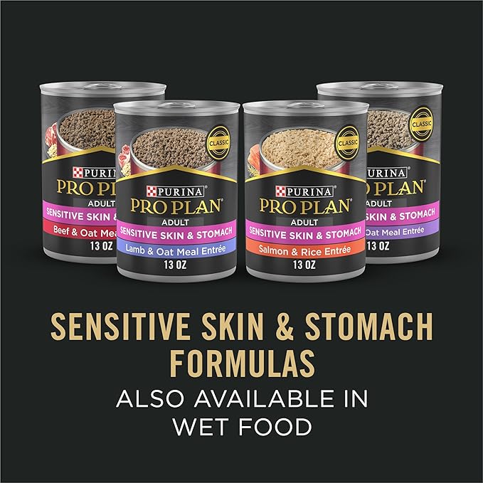 Purina Pro Plan Sensitive Skin and Stomach Dog Food Dry, Adult Salmon & Rice Formula, Digestive Health - 4 lb. Bag