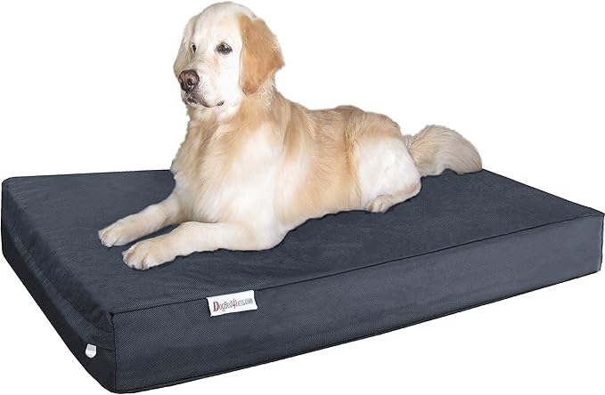 Dogbed4less Jumbo Extra Large Gel Infused Memory Foam Dog Bed with 1680 Nylon Heavy Duty Cover and Waterproof Liner, 55X37X8 Inches, Grey