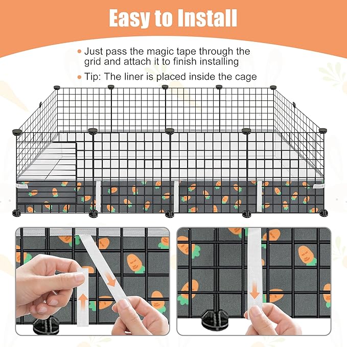Guinea Pig Cage Liner, Rabbit Cage Liner with Carrot Pattern 24" X 48" Water-Resistant and Washable Guinea Pig Liner for Hamster, Hedgehog, Ferrets and Other Small Pet (Dark Green)