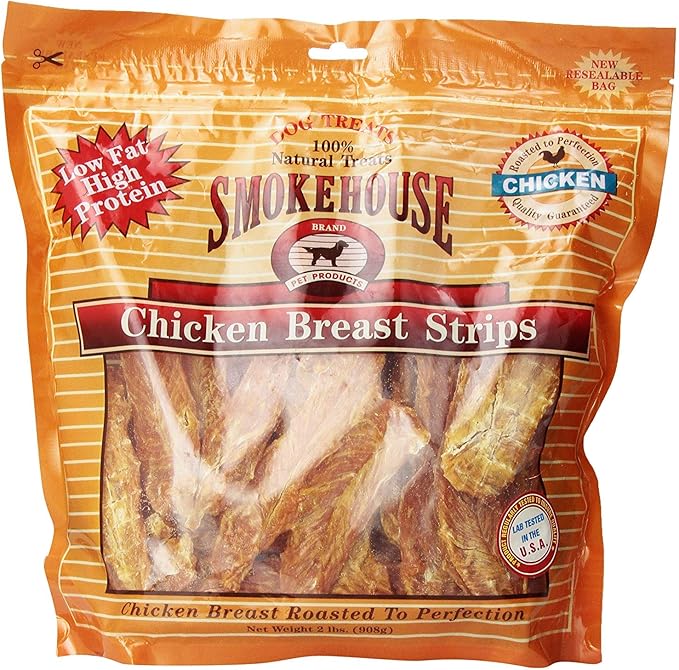Smokehouse 100-Percent Natural Chicken Breast Strips Dog Treats, 2-Pound