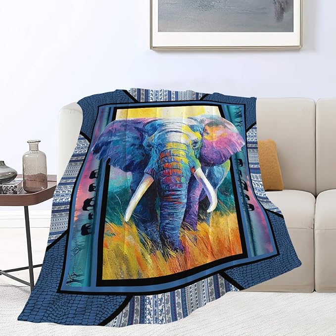 Elephant Throw Blanket Elephant Stuff Gifts for Kids Girls Boys Adults Women Men Soft Cozy Warm Plush Fluffy Fuzzy Fleece Blanket Decor 40''X50''