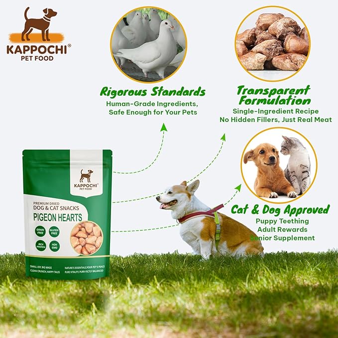 Freeze-Dried Raw Poultry Hearts Dog Treats, 1.7oz(50.0g), 100% Single Ingredient, High Protein Training Treats, Natural & Raw, No Additives, Grain Free, Gluten Free