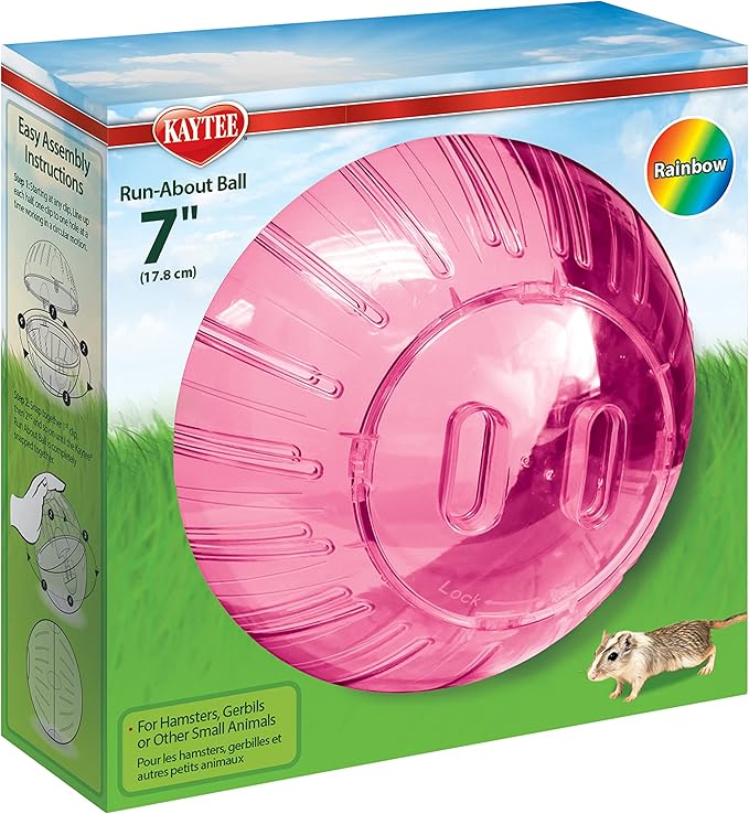 Kaytee 7" Assorted Color Run-About Exercise Ball For Pet Hamsters & Gerbils