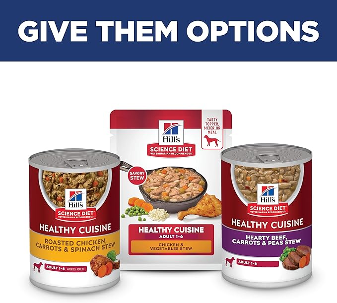 Hill's Science Diet Adult 1-6 Healthy Cuisine Wet Dog Food, Chicken & Vegetables Stew, 2.8 oz Pouch, 24-Pack
