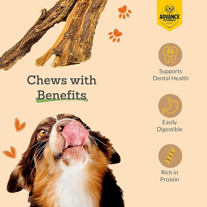 Advance Pet Products Premium Buffalo Gullet Flat Jerky Dog Treats (12" Long, 15 Count/Pack) - Natural Chews for Large, Medium & Small Breed Dogs, Healthy Treats, Odor-Free, Easily Digestible - 1lb