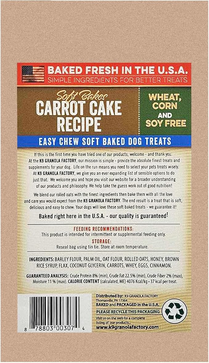 K9 Granola Factory Soft Bakes Carrot Cake