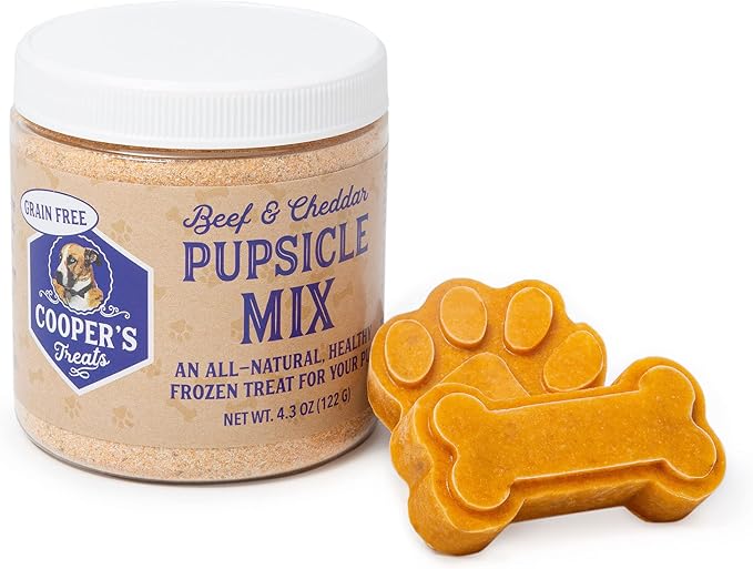 Cooper's Treats Pupsicle Mix - Make Your Own Dog Treats - 4.3oz Grain Free Beef and Cheddar - Pupsicle Refills, Pup Ice Cream, Pupicle Dog Treat Kit