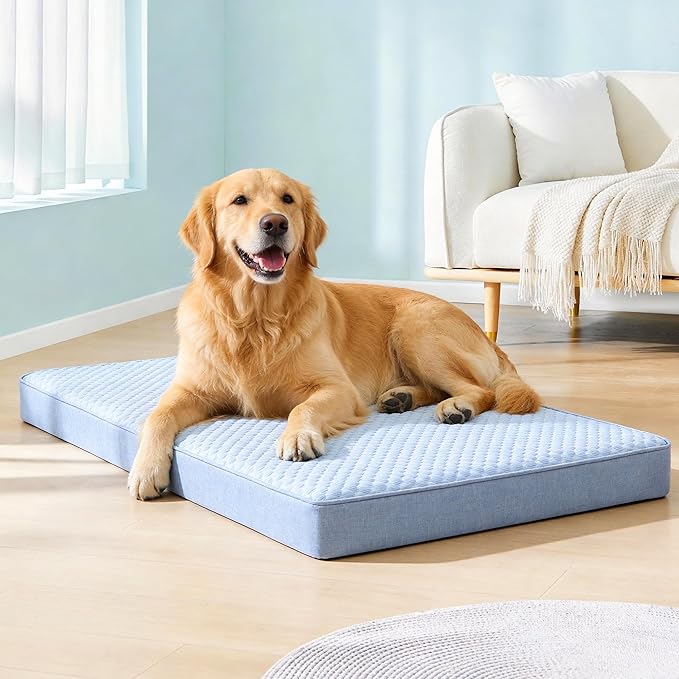 Cooling Dog Bed for Large Dogs, Orthopedic Memory Foam Pet Bed for Crate with Removable Washable Cover,Ideal for Arthritic Dogs (Cooling Fabric, X-Large-41"x 29" x 4")
