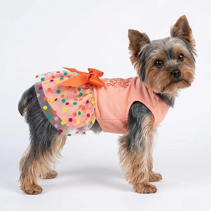 Fitwarm Happy Easter Day Dog Dress 100% Cotton Girl Dog Clothes Easter Bunny Dogs Dresses Pet Apparel Doggie Tutu with Bowknot Cat Clothing Puppy Dresses Doggy Costume Attire Orange Large