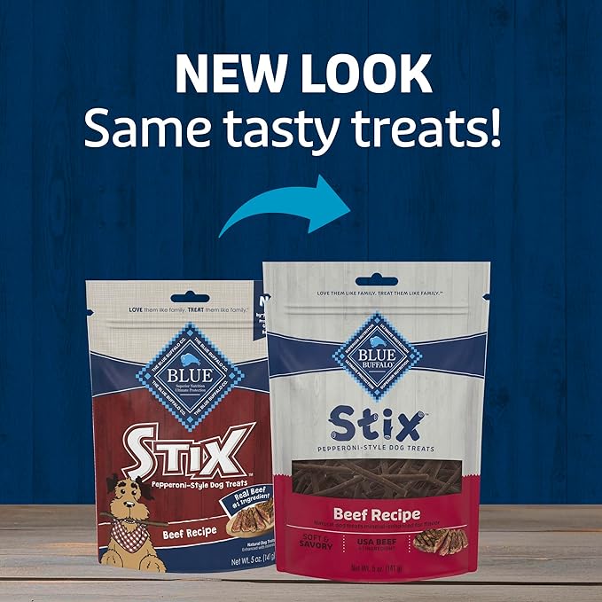 Blue Buffalo Stix Natural Soft Moist Dog Treats Beef Recipe Bag