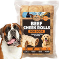 Premium Beef Cheek Rolls for Dogs 10-12" - (3-Pack), Peanut Butter Flavored Long Lasting, Safe & Natural Rawhide Alternative Chews, Ideal for Large Dogs & Aggressive Chewers, Supports Dental Health