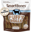 SmartBones Puffy Rolls Chews for Dogs, 8 Count, Treat Your Dog to Easy-to-Digest Rawhide-Free Chews Made with Real Peanut Butter and Bison