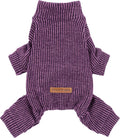Fitwarm Mock Neck Knitted Dog Pajamas, Warm Winter Clothes for Small Dogs Boy Girl, Pet Onesie, Purple, XS