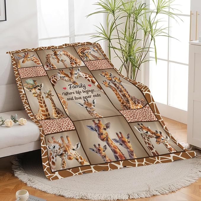 Giraffe Throw Blanket Giraffe Stuff Gifts for Kids Girls Boys Adults Women Men Soft Cozy Warm Plush Fluffy Fuzzy Fleece Blanket Decor 40''X50''
