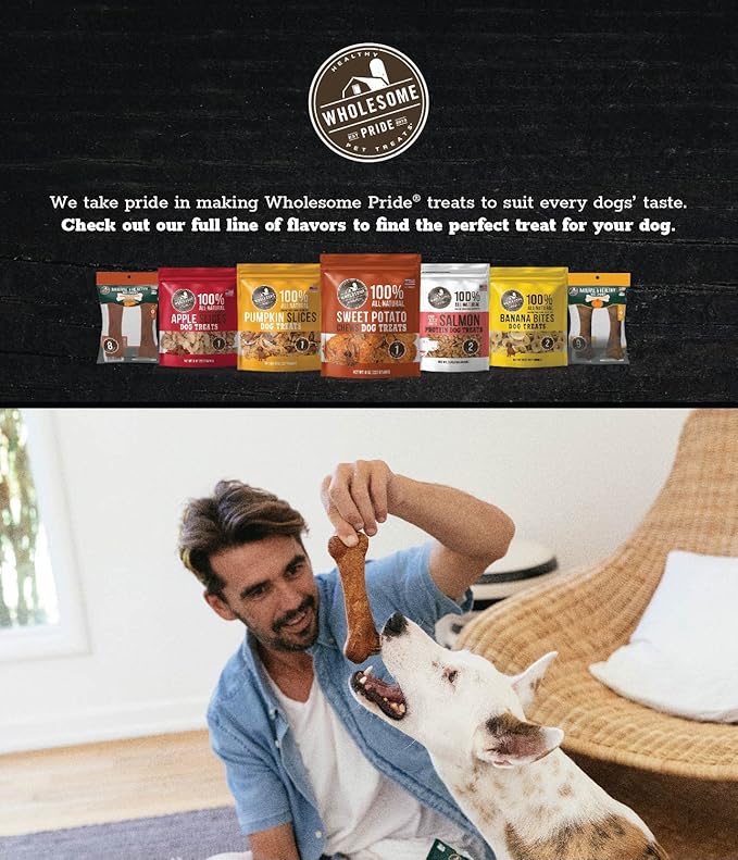 Wholesome Pride Natural & Healthy Sweet Potato Highly Digestible Dog Chews, USA Made, Medium - 2 Pack