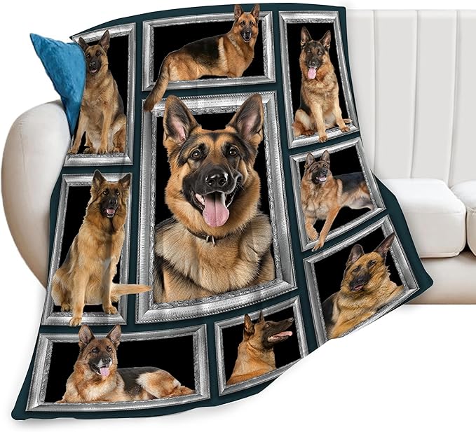 banonaty German Shepherd Blanket German Shepard Throw Blanket Cozy Fleece Flannel Bedding German Shepherd Gifts for Women Men Boys Girls Lovers Adult Stuff Plush for Couch Sofa Bed Decor 60"X80"