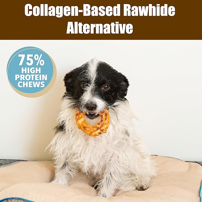Fieldcrest Farms Nothin’ to Hide Bagel Beef Flavor – Collagen-Based Rawhide Alternative Dog Chews for Small Dogs Up to 25 lbs, Highly Digestible, Promotes Healthy Teeth & Gums, 3-Inch, 2 Pack