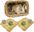 Hamiledyi Bunny Grass House Guinea Pig Grass Bed Hand-Woven Hay Hut Natural Seagrass Balls for Dwarf Rabbit Guinea Pig Chinchilla Ferret Hedgehog