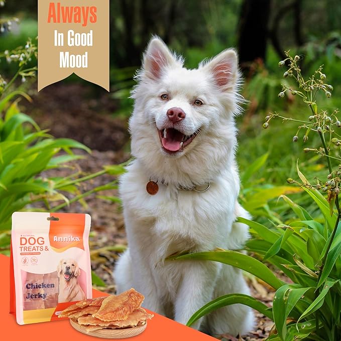 Annika Chicken Jerky Dog Treats – Natural, Low-Fat Strips & Chews, Dog Training Snacks with Chicken Breast, Grain-Free, 11.6 oz Healthy Treats for All Breeds