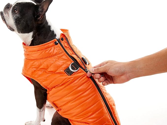 Gooby Puffer Vest Dog Jacket - Purple, X-Small - Ultra Thin Windbreaker with Dual D Ring Leash - Water Resistant Small Dog Sweater Coat
