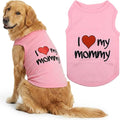 Parisian Pet Dog Shirt for Mother's Day - 100% Cotton Shirts for Large Dogs - Pink Sleeveless Girl Pet Clothes - Lightweight Pet Tshirts - Breathable Puppy Clothes - Stretchy I Love My Mommy Dog Shirt