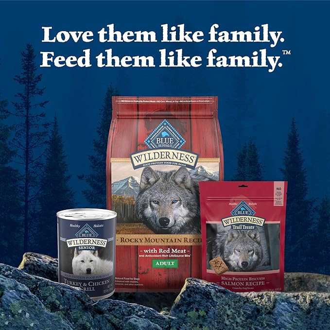 Blue Buffalo Wilderness Natural High Protein Wet Food for Senior Dogs,Turkey & Chicken,12.5-oz Cans,(Pack of 24)