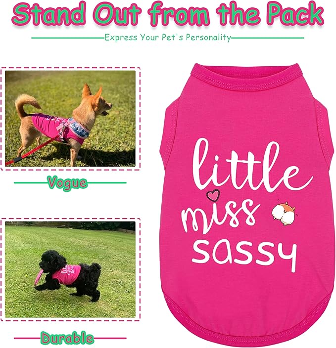 Paiaite Dog Clothes Fashionable Sleeveless Pet Vest: 'Little Miss Sassy' Printed Cotton Dog Shirt, Ideal for Small, Medium, and Large Breeds, Ensuring Comfort and Breathability White 4XL