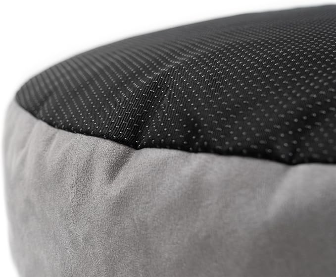 JAXX Robbi Dog Bed Bean Bag – Round Bed with Machine Washable Cover and No-Slip Base - Supportive Memory Foam for Senior Dogs & Joint Pain Relief - Ultimate Comfort & Luxury - Small, Blue/Grey