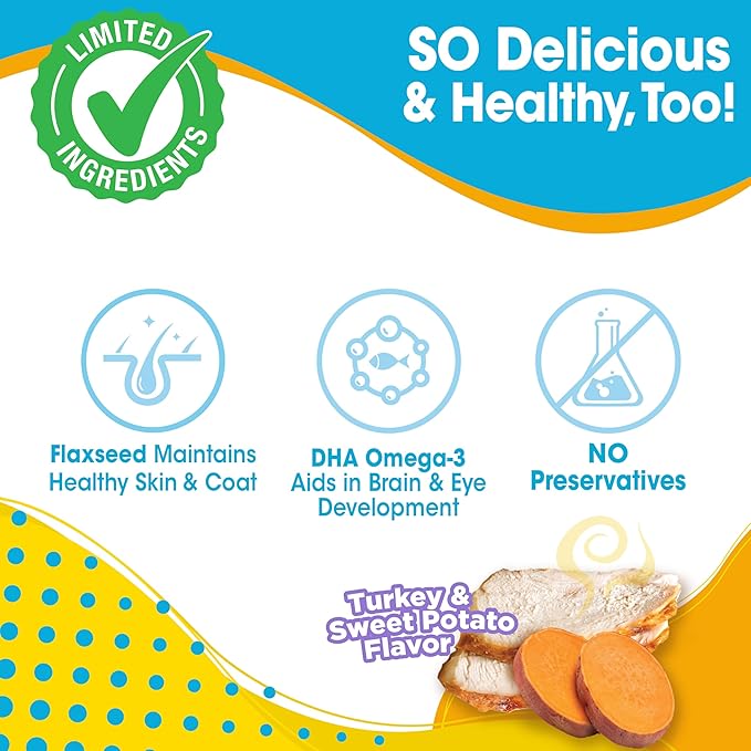 Nylabone Nubz Natural Dog Chew Treats for Puppies, Long Lasting Dog Bones Made in USA, Puppy Training Treats, Turkey & Sweet Potato Flavor, for Puppies Up to 25 lbs. (28 Count)