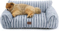 Bedsure ComfyFleece Cute Cat Couch for Pets - Fluffy Small Dog Sofa with Premium Soft Corduroy Fleece, Pet Sofa with Washable Cover, Supportive Dog Couch Bed for Small Dogs, 30inch, Vintage Indigo