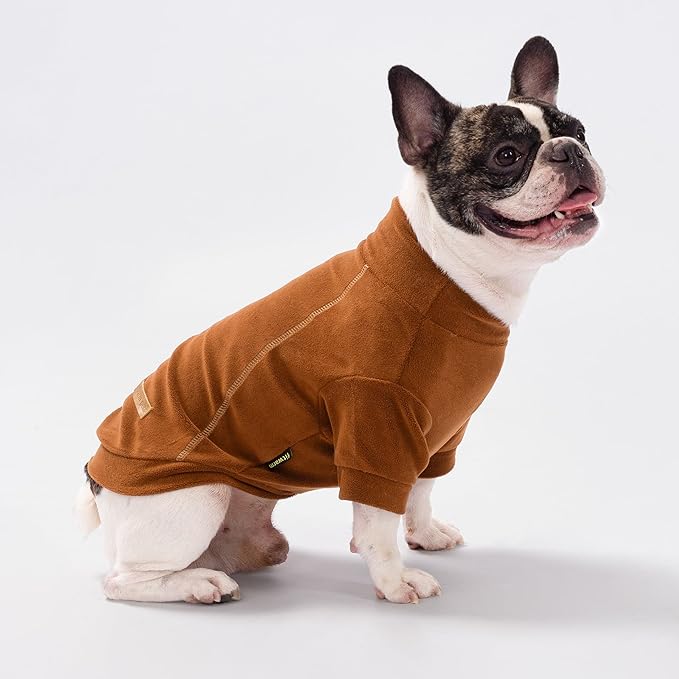 Fitwarm 3 Pack Classic Fleece Dog Sweater, Turtleneck Dog Sweatshirt, Winter Clothes for Small Dogs Boy Girl, Pet Pullover Jumper, Cat Apparel, Orange, Yellow, Coffee, XS