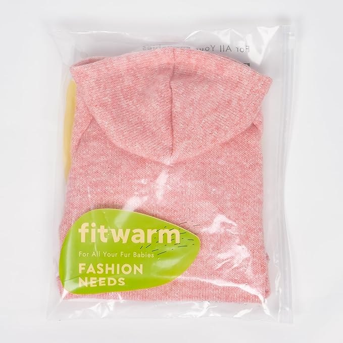 Fitwarm Knitted Dog Hoodie Sweater, Winter Clothes for Small Dogs Boy Girl, Lightweight Pet Sweatshirt, Heather Pink, XS
