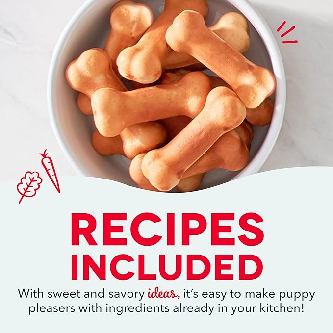Dash Mini Dog Treat Maker - DIY Bone-Shaped Treats - Personalized Dog Gifts - Easy to Clean - 6 Bones, Red