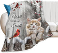 Cardinal Cat Blanket Christmas Decor Throw Blankets Cozy Fleece Flannel Soft Warm Plush Lightweight Bedding Blanket Cat Gifts for Women Cats Lover Men Adults Girls Boys for Couch Sofa Bed 60"X80"