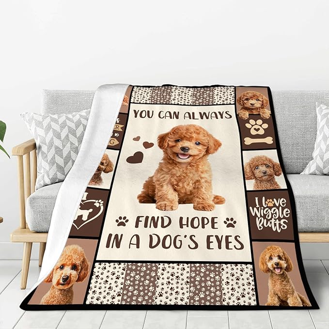 Poodle Gifts Blanket, Poodle Throw Blankets, Dog Mom Gift for Women Men Boys Girls Lover Adult Cozy Fleece Flannel Bedding Stuff Animal Plush for Couch Sofa Bed Decor 80"X60"