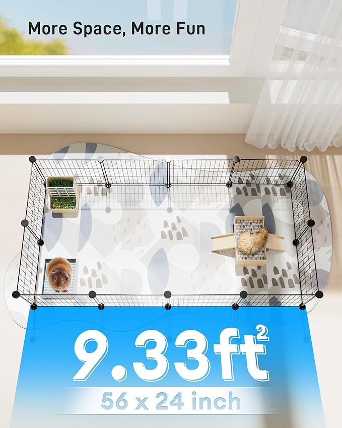 BUCATSTATE 12 Panels Guinea Pig Playpen, Rabbit Playpen Indoor, 56" L x 24" W x 12" H Small Animal Playpen with Door for Guinea Pigs, Bunny, Hedgehogs, Chinchillas