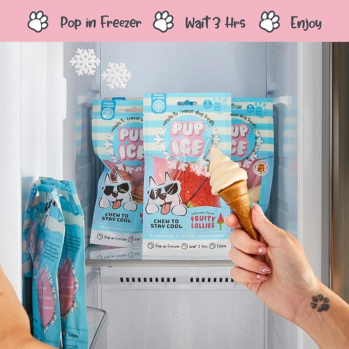 SPOT Pup Ice- Ready to Freeze at Home Dog Treats-Edible Chews for Medium Breed Dogs & Puppies with Real Chicken to Keep Your Pup Cool Year Round, Waffle Cone Vanilla and Peanut Flavor, 2pcs
