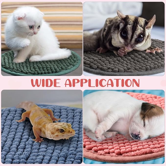 Amylove 4 Pcs Guinea Pig Cage Liner Washable Fleece Pee Pads Pet Dog Cat Bedding Training Mat for Small Animal Guinea Pig Puppy Bunny Hamster(Diameter 7.8 Inch,Round,Mixed Color)