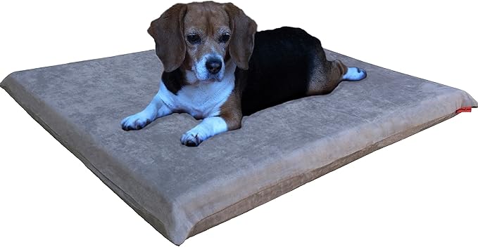 Dogbed4less Gel Cooling Memory Foam Dog Bed for Medium Large Pet with Waterproof Internal Cover, Microsuede Grey 34X27X3 Inches