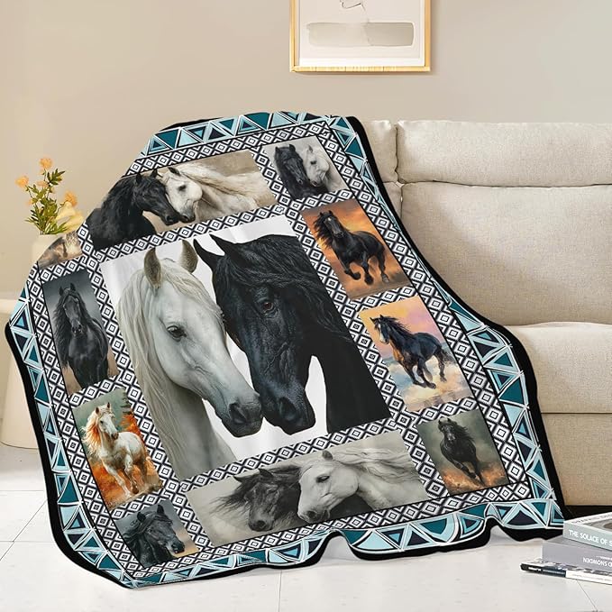 Horse Throw Blanket Horse Stuff Gifts for Kids Girls Boys Adults Women Men Soft Cozy Warm Plush Fluffy Fuzzy Fleece Blanket Decor 40''X50''