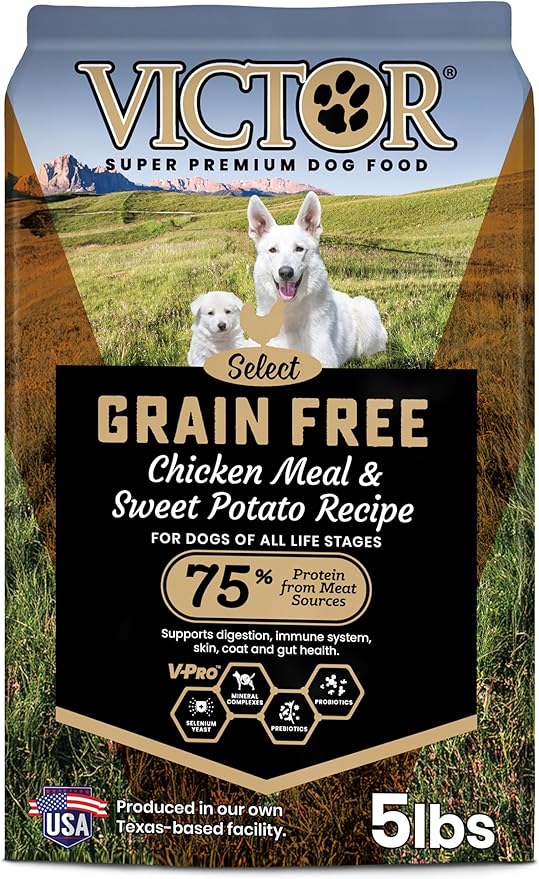 VICTOR Super Premium Dog Food – Grain Free Chicken Meal & Sweet Potato Recipe – 33% Protein, 16% Fat – Dry Dog Food For Dogs of All Life Stages – High Protein Kibble For All Normally Active Dogs, 5 lb
