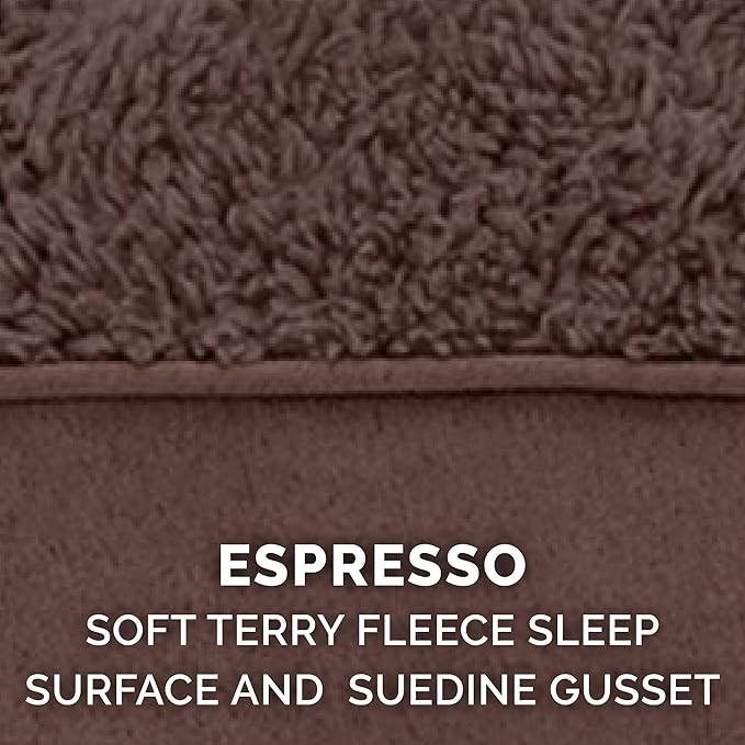 Furhaven Memory Foam Dog Bed for Large Dogs w/ Removable Washable Cover, For Dogs Up to 95 lbs - Terry & Suede Mattress - Espresso, Jumbo/XL